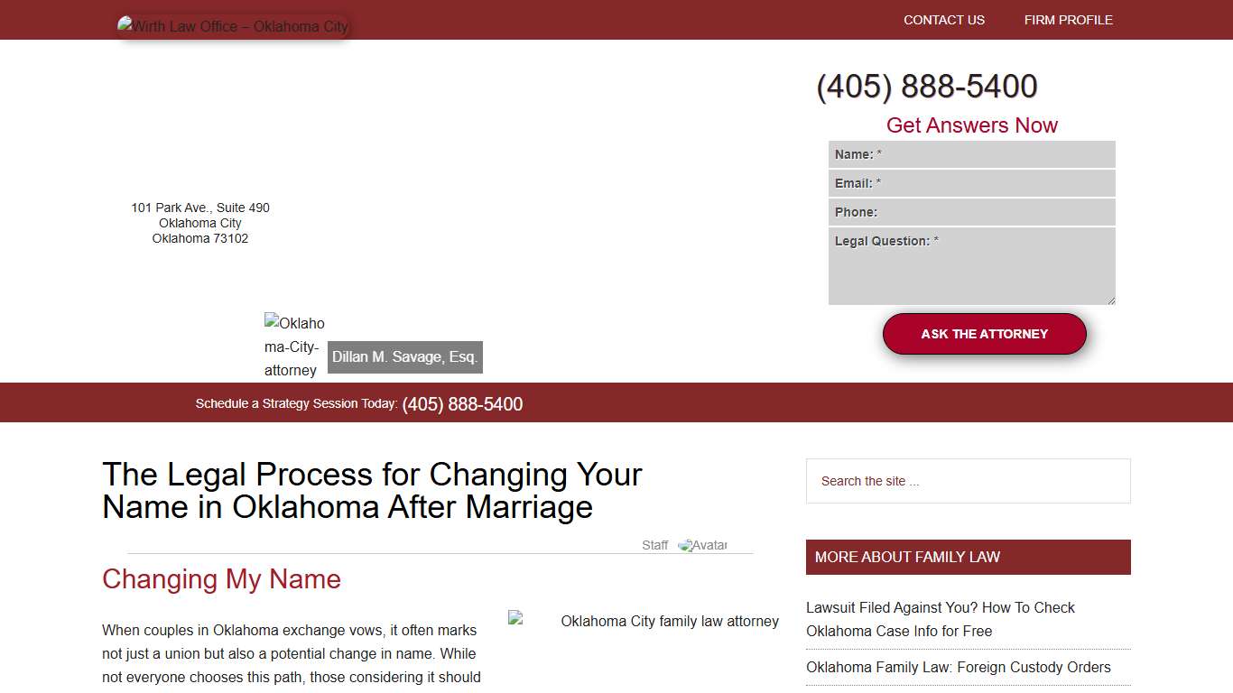 The Legal Process for Changing Your Name in Oklahoma After Marriage - (405) 888-5400 - Wirth Law Office - Oklahoma City